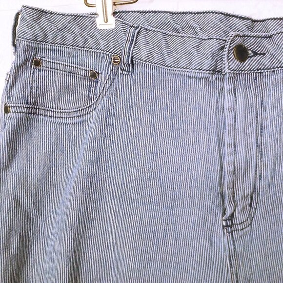 DG2 Diane Gilman Denim Mom Jeans -18WT Hickory Stripe Comfort Cropped Pants Blue - Picture 6 of 15